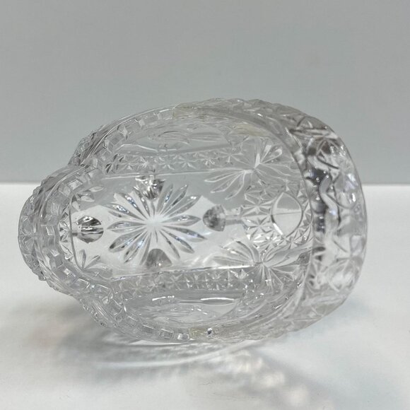 Echt Bleikristall Hand Cut Clear Lead Crystal Footed Basket Bird Collection MCM - Picture 5 of 10